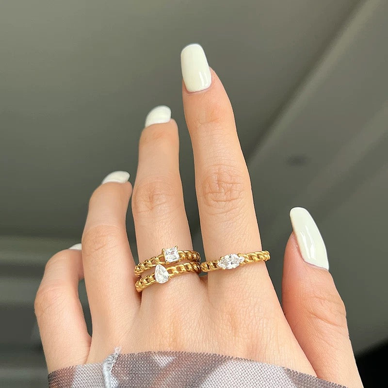 Golden Sign｜馬眼鋯石戒指 細版