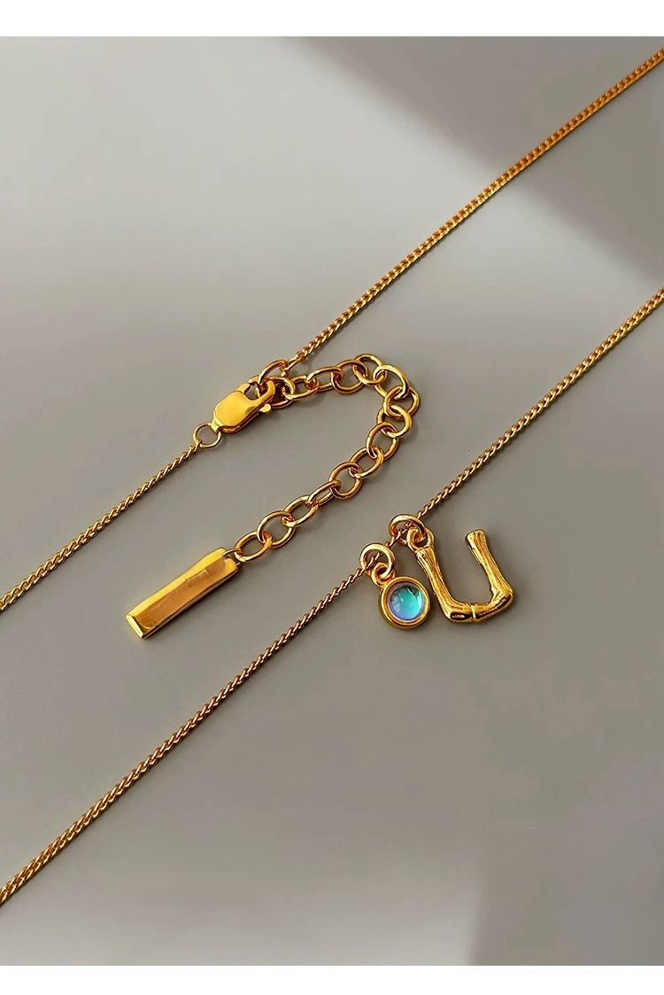 光年系列｜竹節 × 歐泊字母項鍊 （現貨+預購）