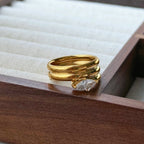 Golden Sign｜馬眼鋯石戒指 寬版