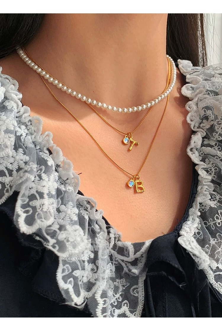 光年系列｜竹節 × 歐泊字母項鍊 （現貨+預購）