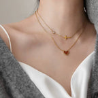 不鏽鋼系列｜紅色愛心疊戴兩件式套組