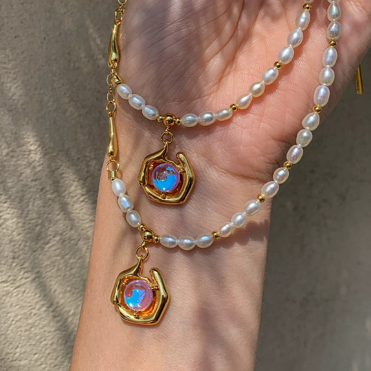 法式復古歐泊珍珠項鍊｜
光年系列｜月光祕語
Opaline Whisper 歐泊 × 淡水珍珠