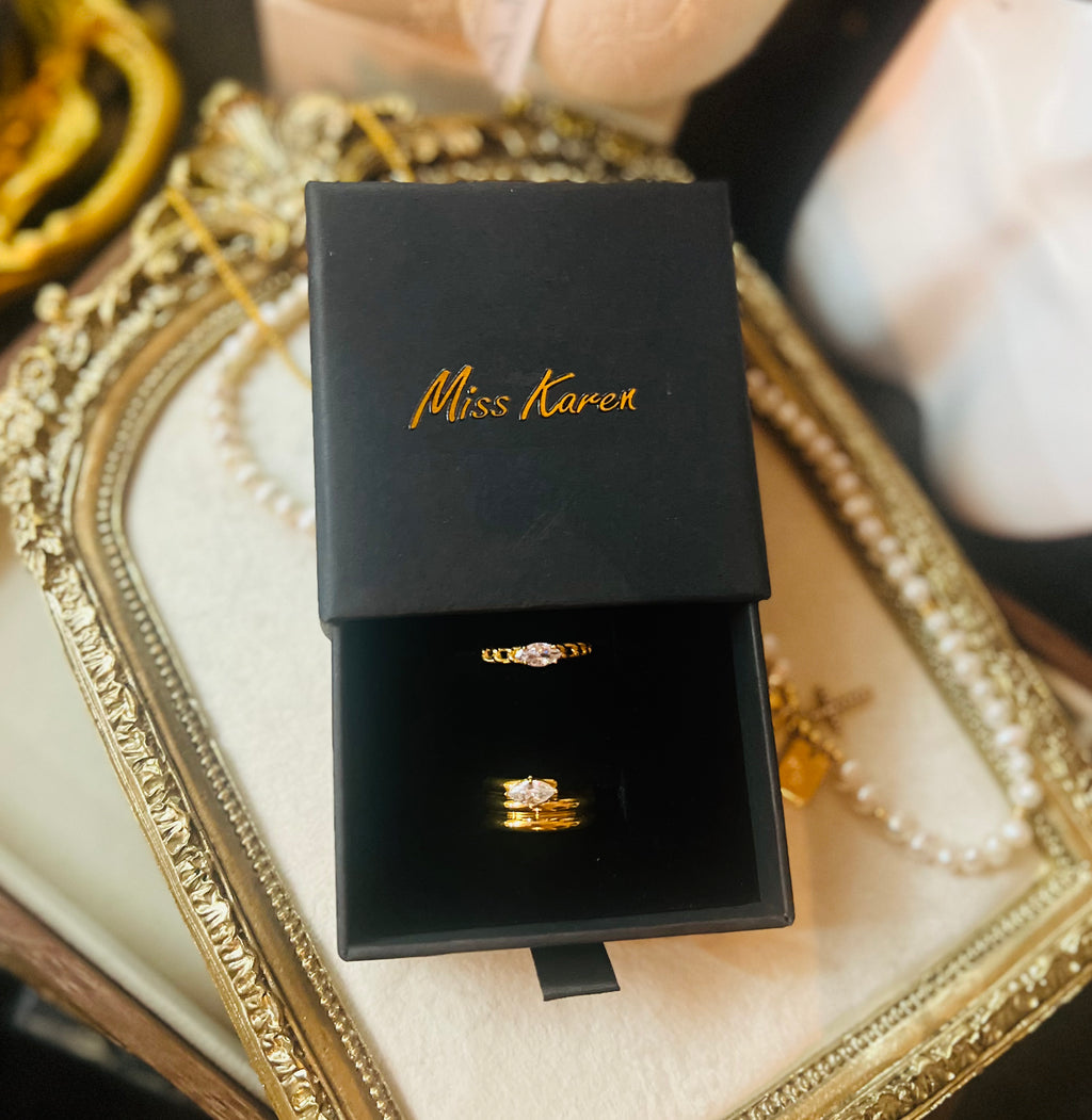 Golden Sign｜馬眼鋯石戒指 寬版