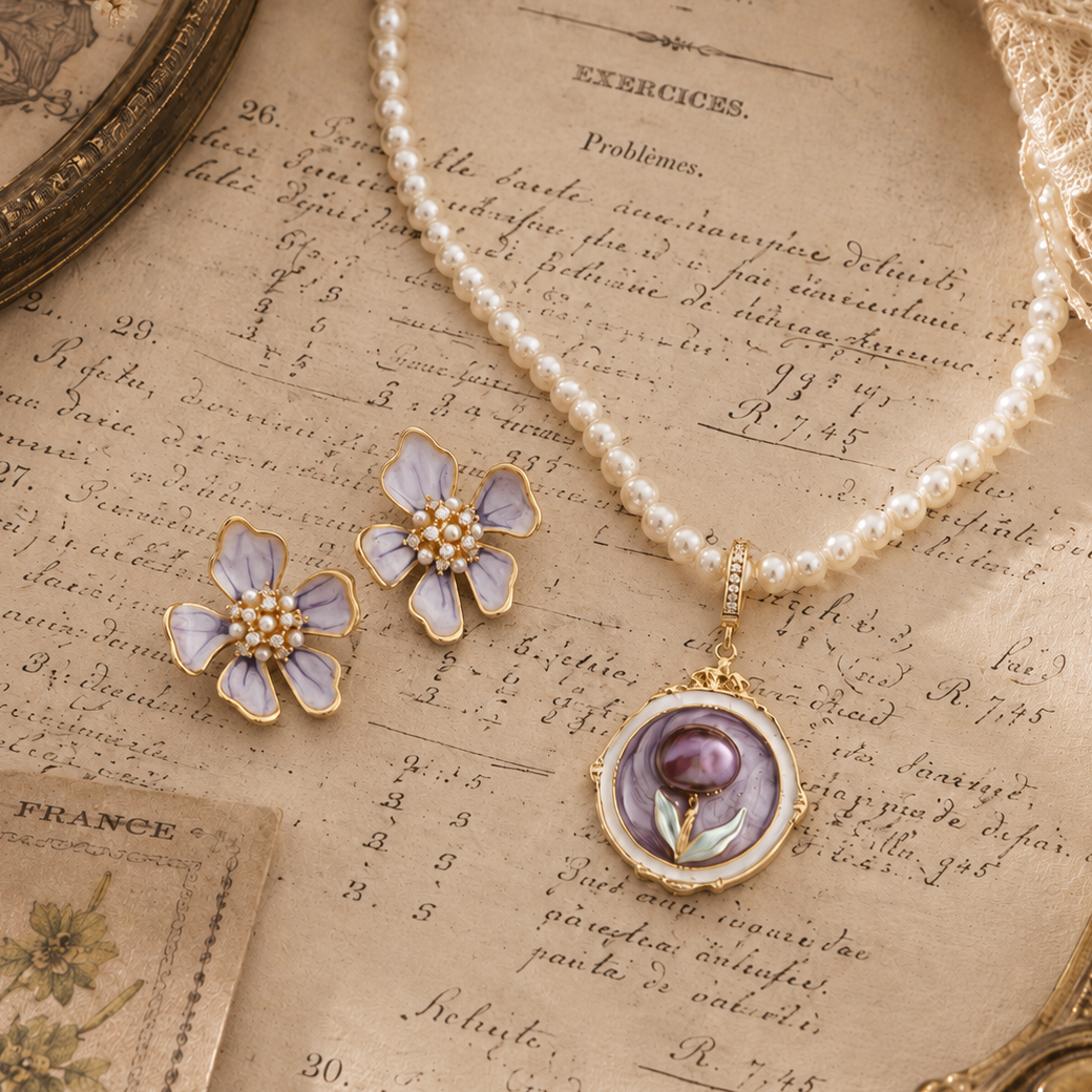 Monet's Garden | Flora Purple Tulip Necklace (Detachable Pendant)