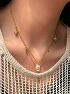 🌙 星月神話系列｜月光星芒天然白貝母項鍊