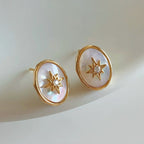 🌙 星月神話系列｜月光星芒天然白貝母耳飾