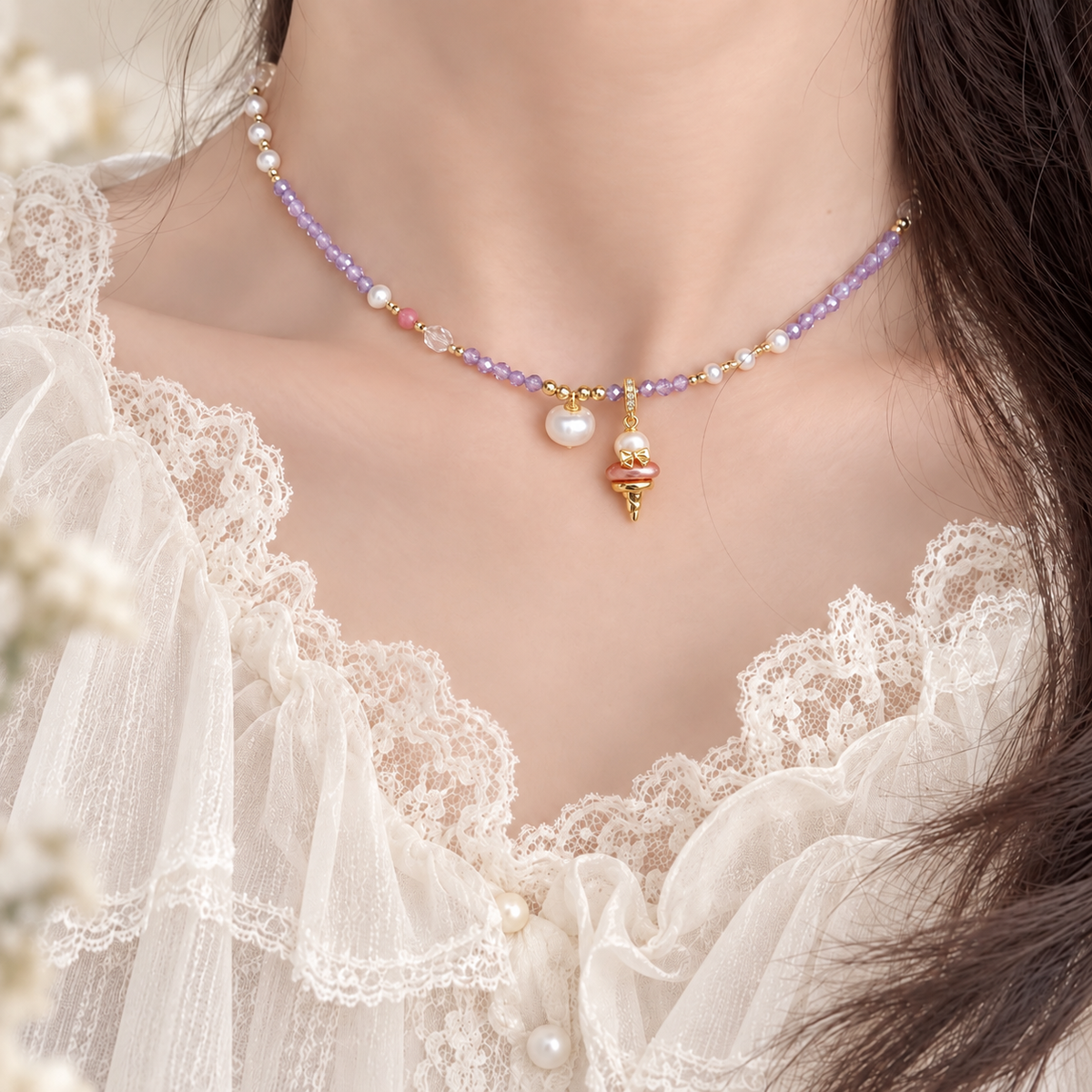 La Glace de Paris Ice Cream Baroque Pearl Necklace