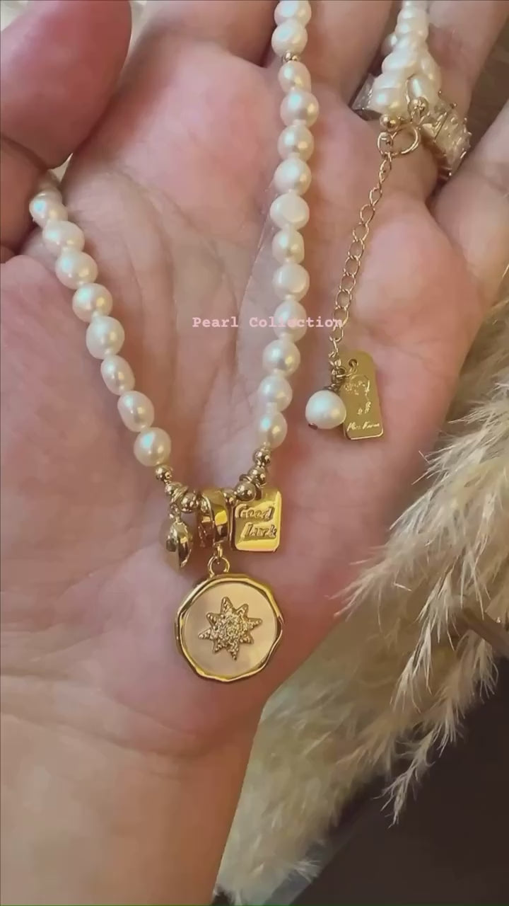 珍珠小姐｜【祕密王冠．珍珠系列】莉莉安的祝福（Good Luck吊牌項鍊/手鍊）pearl jewelry Vintage . Gift | Miss Karen