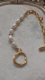 珍珠小姐系列｜奧黛麗金鍊珍珠手環
Audrey Pearl Chain Bracelet