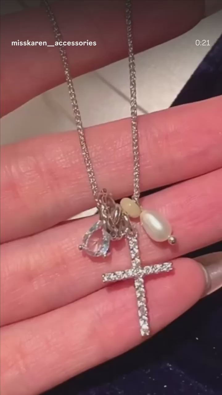 珍珠小姐｜星露十字項鍊Stellar Dew Cross Necklace